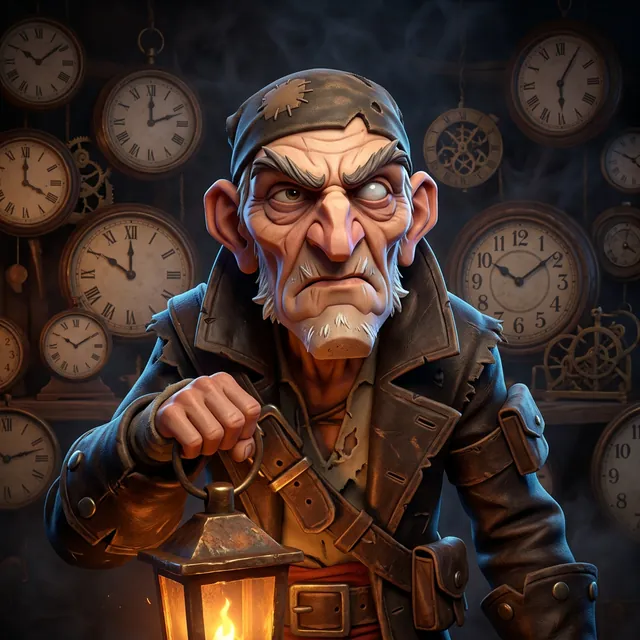 Harrow, the instrument-maker, among his clocks.